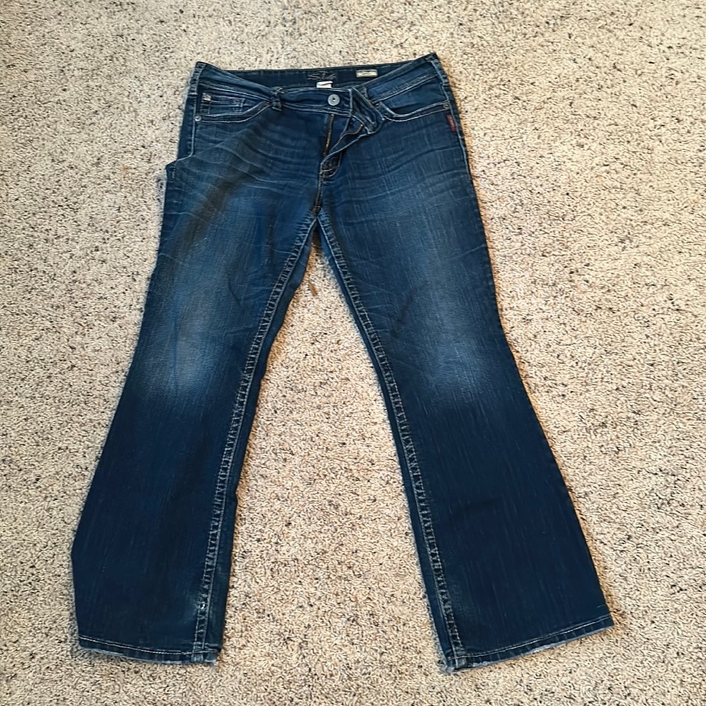 Silver jeans from The Buckle.